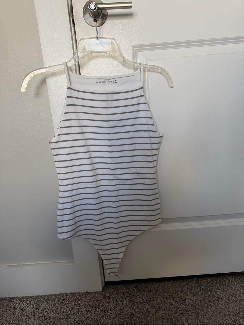 Abercrombie Women’s White & Gray Striped Bodysuit